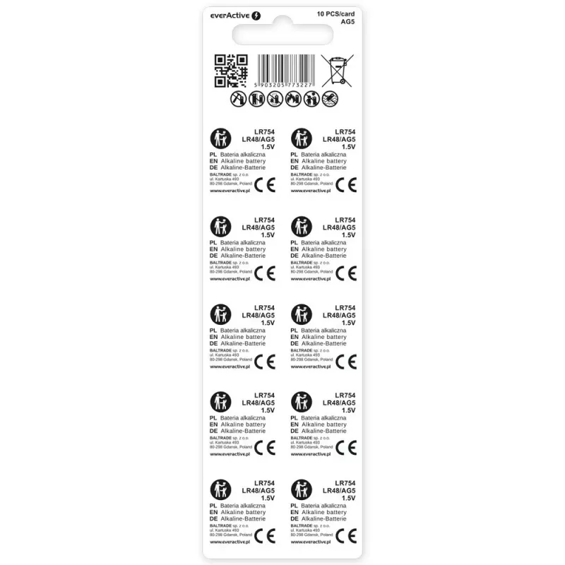 Pile alcaline mini AG5 blister 10 pz.