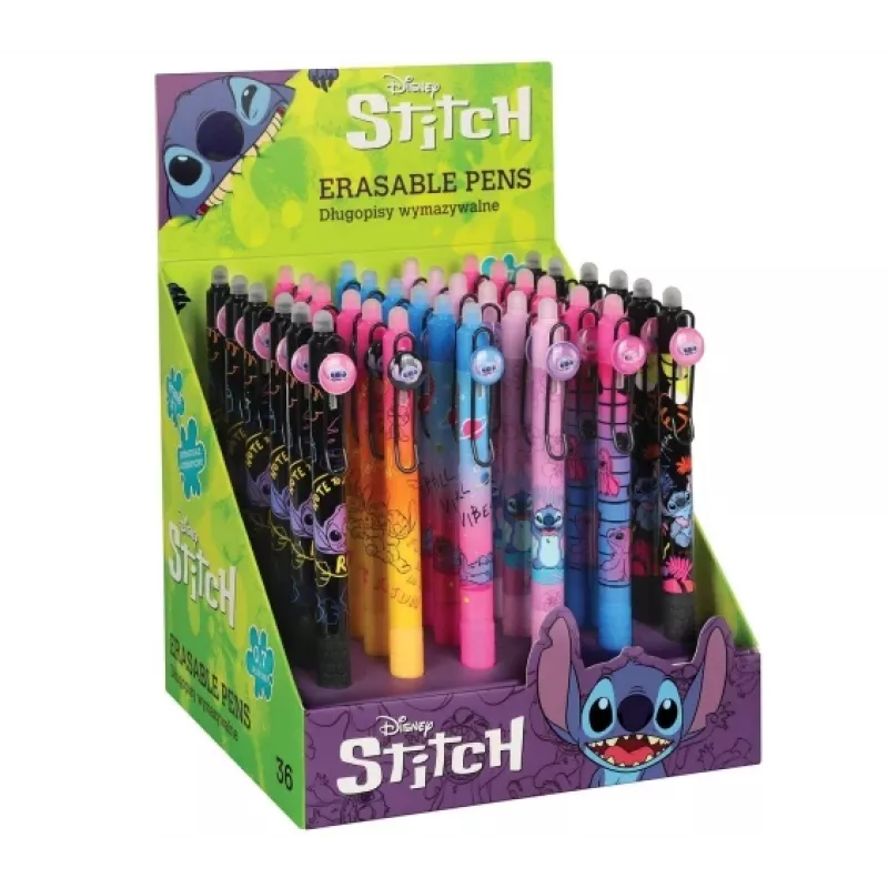 Penna a sfera retrattile cancellabile con rivestimento in gomma CoolPack Disney Stitch nero