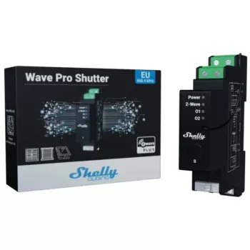 Controllo tapparella Shelly Wave Pro Shutter, nero, custodia in plastica, 110–240 V AC, 50–60 Hz, 0,3 W, 19×69×94 mm