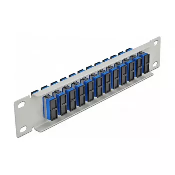 Patch panel fibra ottica DeLOCK 10 pollici 12 porte SC duplex blu 1U grigio