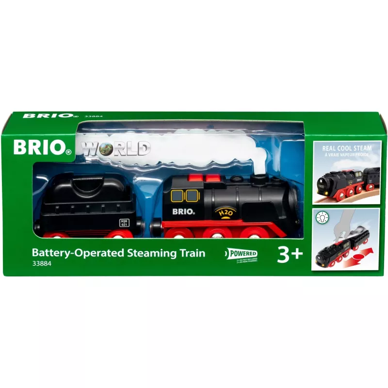 Brio locomotiva a vapore a batteria con serbatoio dell'acqua, da 3 anni