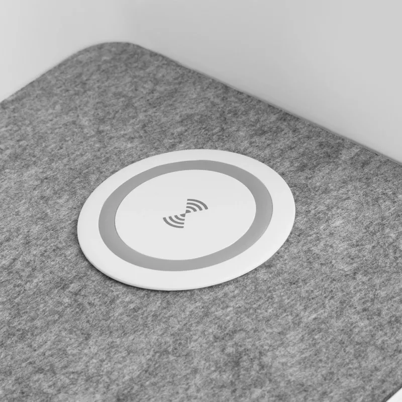 Organizer da scrivania con cassetto e caricabatterie wireless Ergo Office, bianco, max. 10kg, ER-441