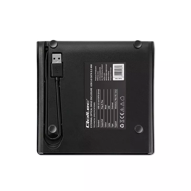 Case per unità ottica CD/DVD SATA, USB 3.0, 9,5 mm