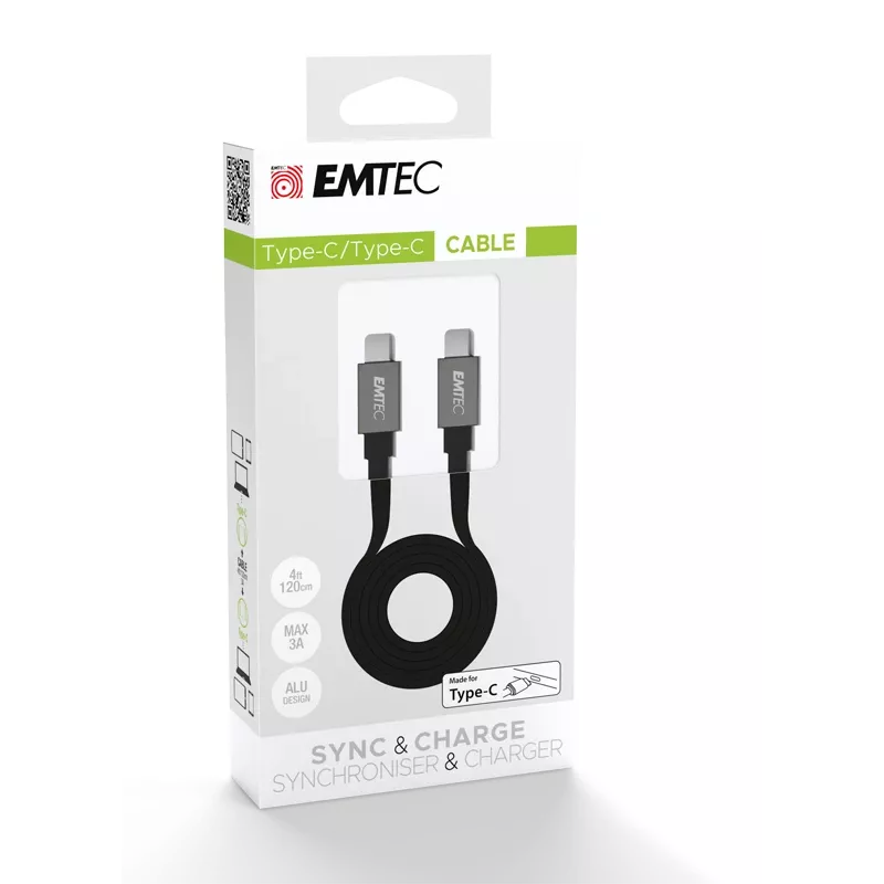 Cavo USB Emtec T700C2 1,2 m USB-C nero
