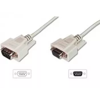 Digitus ASSMANN - Cavo prolunga seriale - DB-9 (F) a DB-9 (M) - 5 m - stampato, viti a testa zigrinata - beige (AK-610203-050-E)