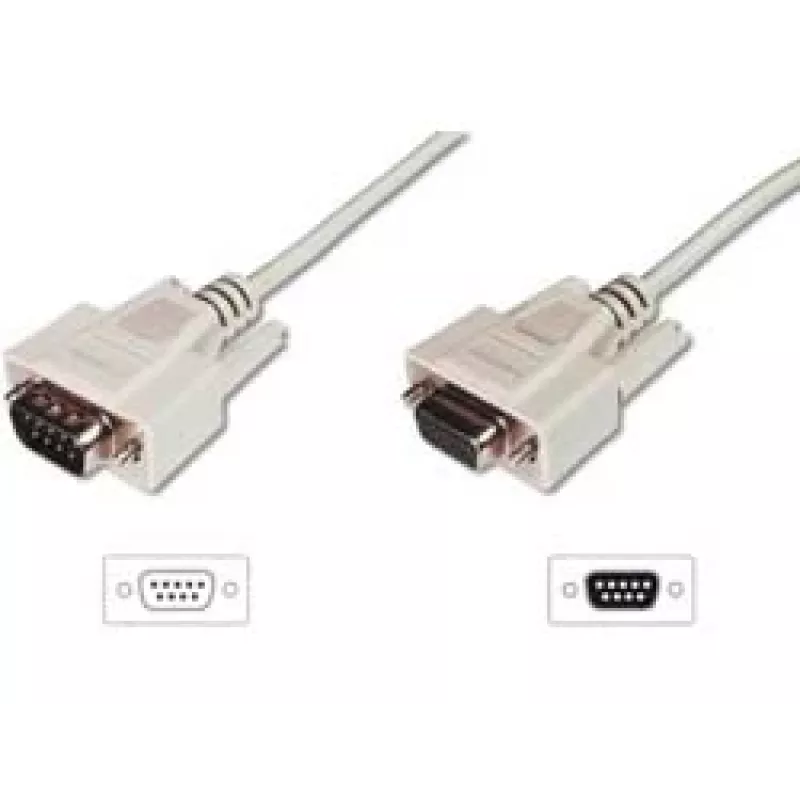 Digitus ASSMANN - Cavo prolunga seriale - DB-9 (F) a DB-9 (M) - 5 m - stampato, viti a testa zigrinata - beige (AK-610203-050-E)