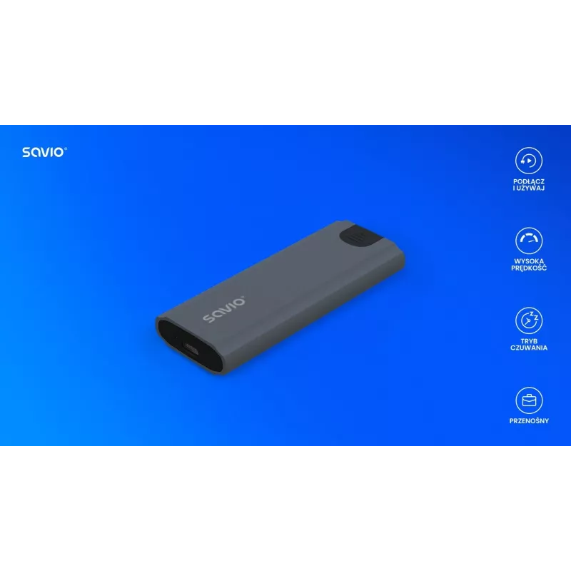 Case per SSD M.2 SAVIO AK-67 grigio, USB 10 Gbit/s, supporto per singolo drive M.2