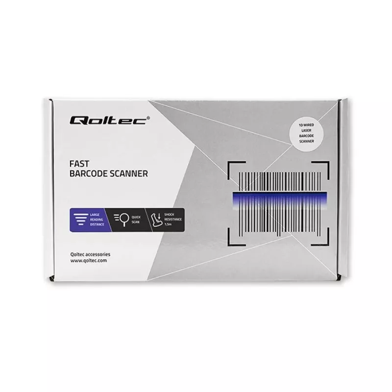 Lettore di codici a barre wireless QOLTEC 50878 1D/2D con base di ricarica
