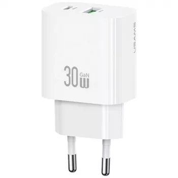 Caricabatterie usams USA001632 30W 1×USB-C 1×USB-A ricarica rapida