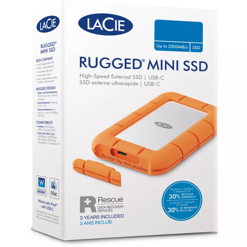 Rugged Mini 5 TB, disco rigido esterno (argento/arancione, Micro-USB-B 3.2 Gen 1 (5 Gbit/s))