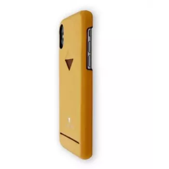Custodia per cellulare VixFox per iPhone X/XS, giallo senape, retro con porta carte