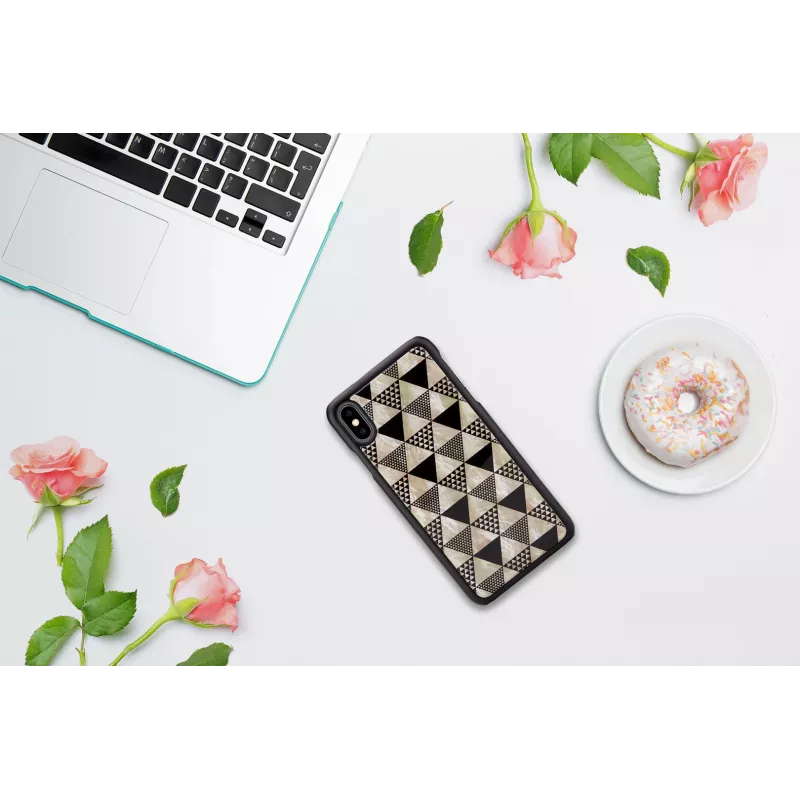 Custodia per smartphone iKins per iPhone XS Max – design piramide nero, guscio rigido protettivo