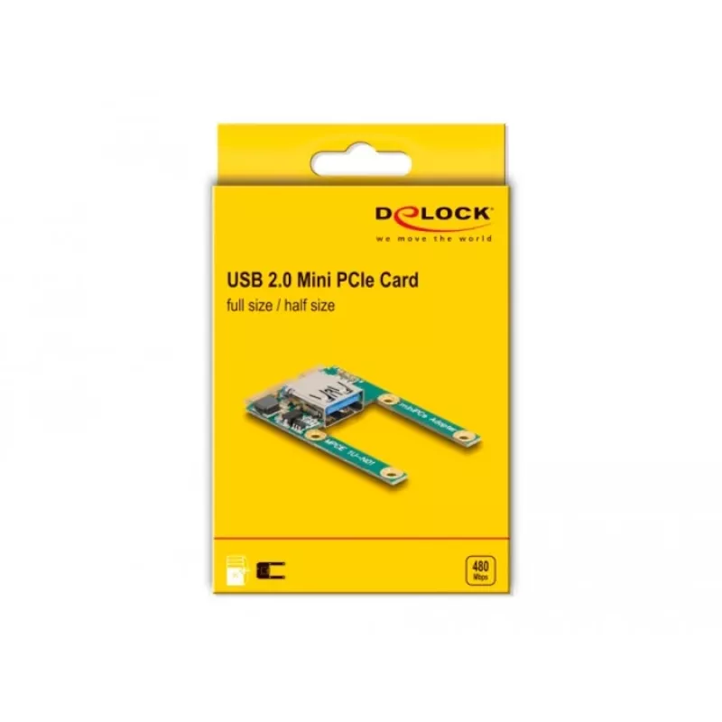 DeLOCK Mini PCIe I/O 1 x USB 2.0 Type-A femmina Full-Size Half-Size