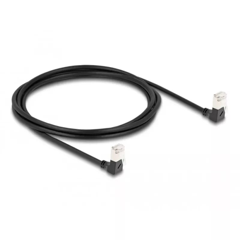 Cavo di rete DeLOCK RJ45 Cat.6A S/FTP sottile 90° verso il basso 2 m nero