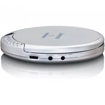 Lettore CD portatile Lenco CD-201SI con funzione audiolibro e ricarica, argento