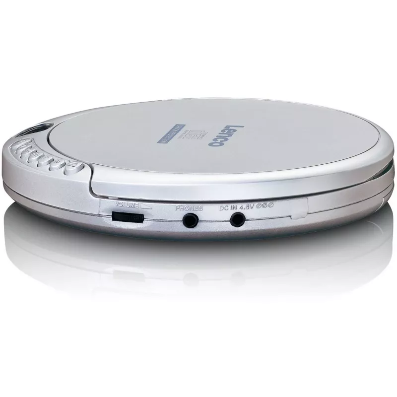 Lettore CD portatile Lenco CD-201SI con funzione audiolibro e ricarica, argento