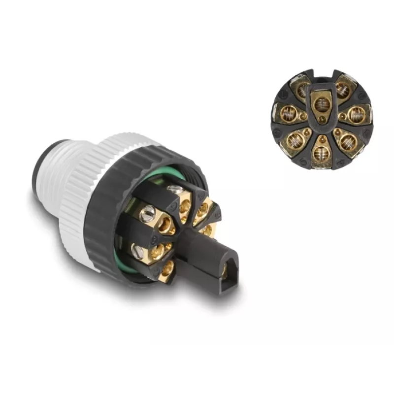 Connettore M12 DeLOCK codifica A 8 poli connettore maschio connessione a vite