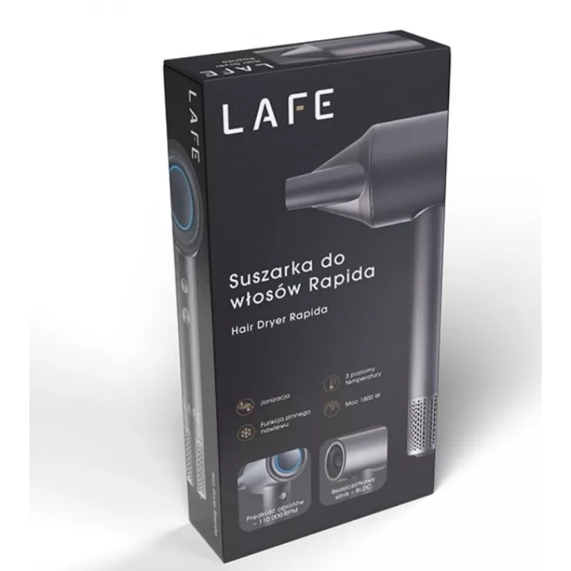 Lafe Rapida 47461 BLDC asciugacapelli, 1600 W, 110.000 giri/min, ionizzazione, grigio