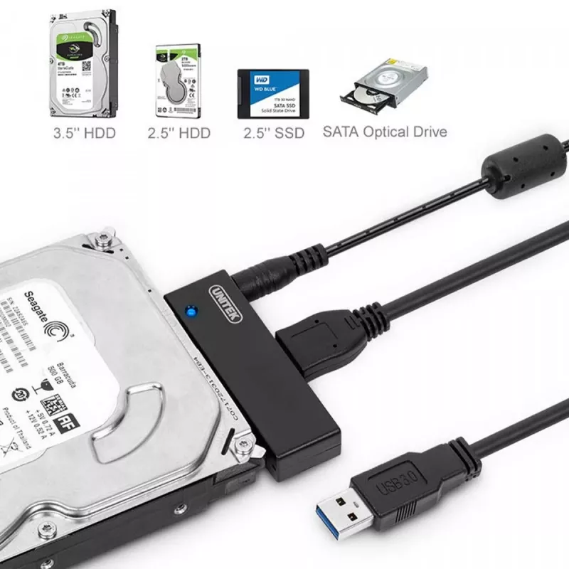 Scheda di interfaccia Unitek Y-1039, cavo USB in dotazione, 5 Gbit/s, nero, Plug-and-Play