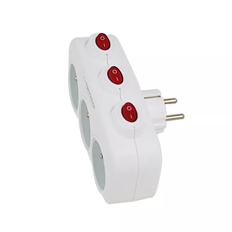 Esperanza ELK307W multipresa elettrica, 3 prese con interruttore, bianca