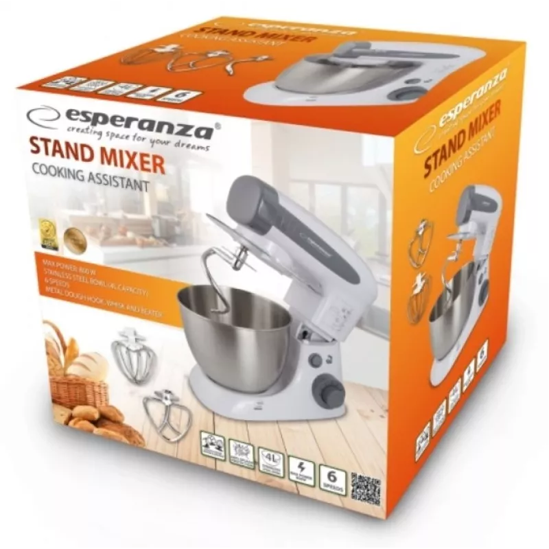 Esperanza EKM024 Cooking Assistant impastatrice planetaria, 800 W, 4 l