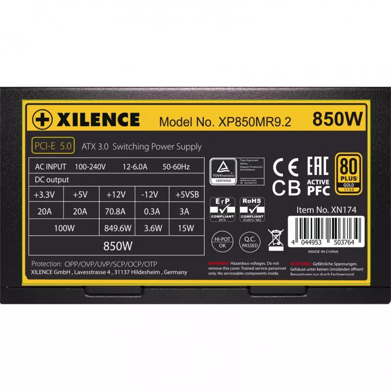 Alimentatore XILENCE 750W, 80 PLUS GOLD, PFC attivo, XN173