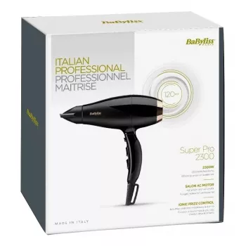Asciugacapelli BABYLISS Super Pro 2300, 2300 W, motore AC, 2 velocità, 3 livelli di calore, ionico, Cool Shot, ceramica, 120 m³/h