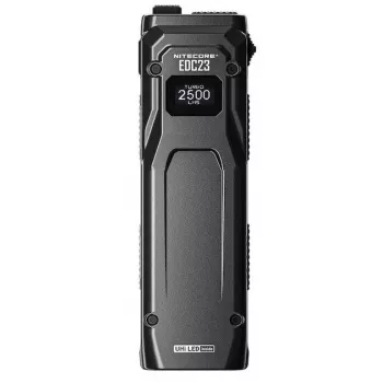 Torcia portatile Nitecore EDC23 — compatta ricaricabile USB nera, protezione IP54 da acqua e polvere, due LED, batteria integrata, 0,101 kg