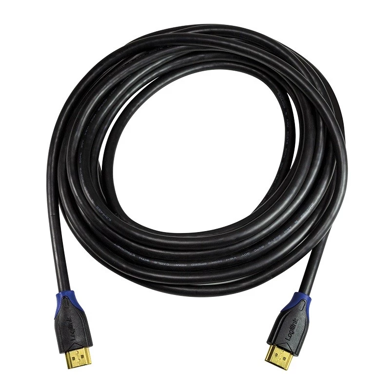 LogiLink CH0065 cavo HDMI 2.0 High Speed con Ethernet, 4K/60Hz Ultra HD, 3D, connettori dorati, 7,5 m, nero