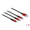 Cavo di ricarica USB DeLOCK 3 in 1 Type-A a Lightning / 2 x USB Type-C 1 m nero / rosso
