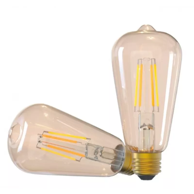 Tellur TLL331191 lampadina smart WiFi a filamento E27, 6 W, 600 lm, 2000–5000K, dimmerabile, ambra, luce calda / bianca