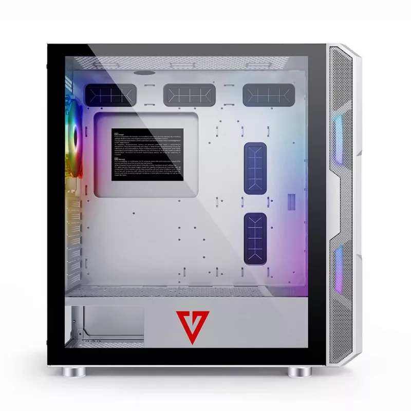 Case PC MODECOM AMIRANI ARGB Midi Tower bianco — ATX/ITX, GPU 35 cm, dissipatore CPU 16,5 cm, 2 ventole da 200 mm