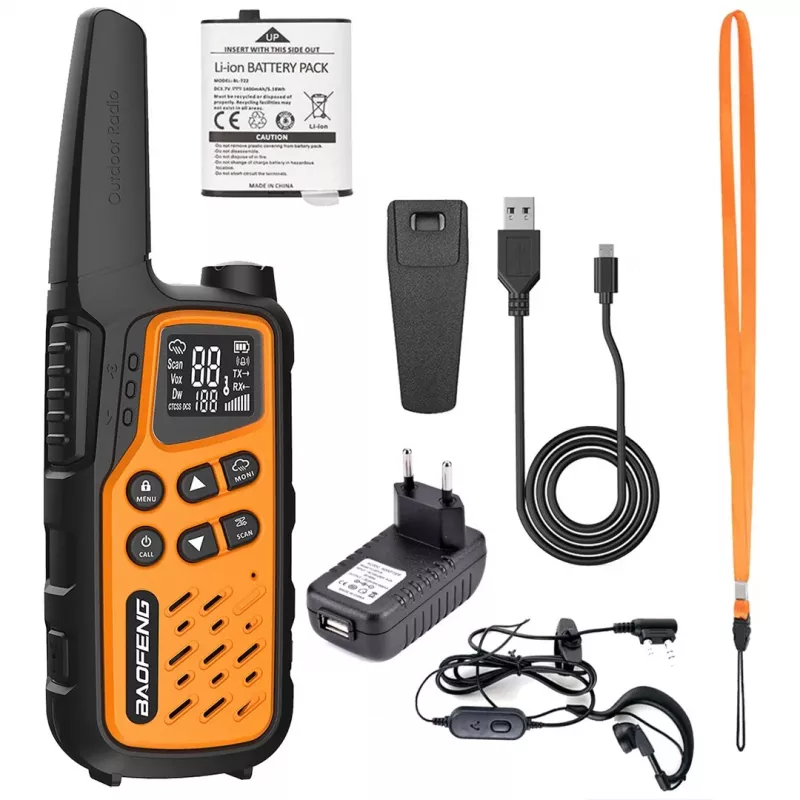 Walkie-talkie Baofeng BF-T25E arancione, 2 pezzi