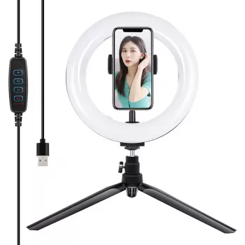 Supporto per treppiede Puluz con anello LED da 20 cm Vlogging PKT3073B