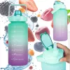 Extralink Borraccia Motivazionale, 2000 ml, Verde-Viola, BUT-190