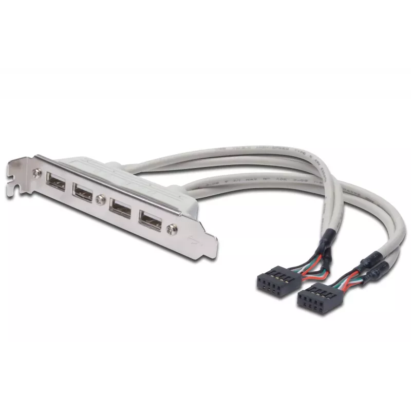 Cavo con staffa slot USB 2.0 HighSpeed Type 2xIDC (5pin)/4xUSB A M/F grigio 0,25 m