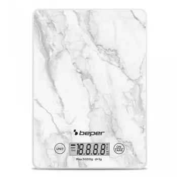 Bilancia da cucina Beper P102BIL004 - digitale, 5 kg, 1 g, marmo bianco