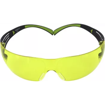 Occhiali di sicurezza 3M SecureFit 400 — montatura nera, lenti verdi fumé, protezione UV, antiappannamento