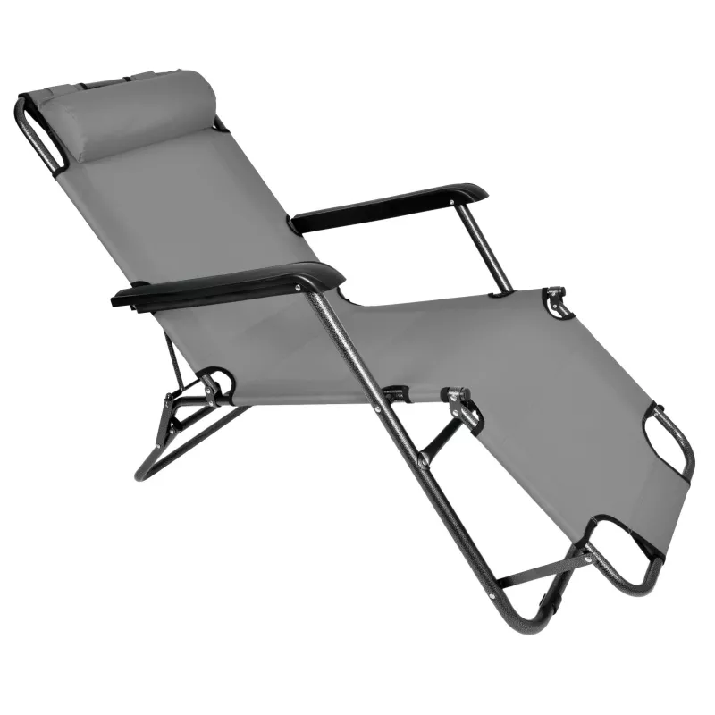 Sedia a sdraio da giardino pieghevole con cuscino Black Forest, grigio