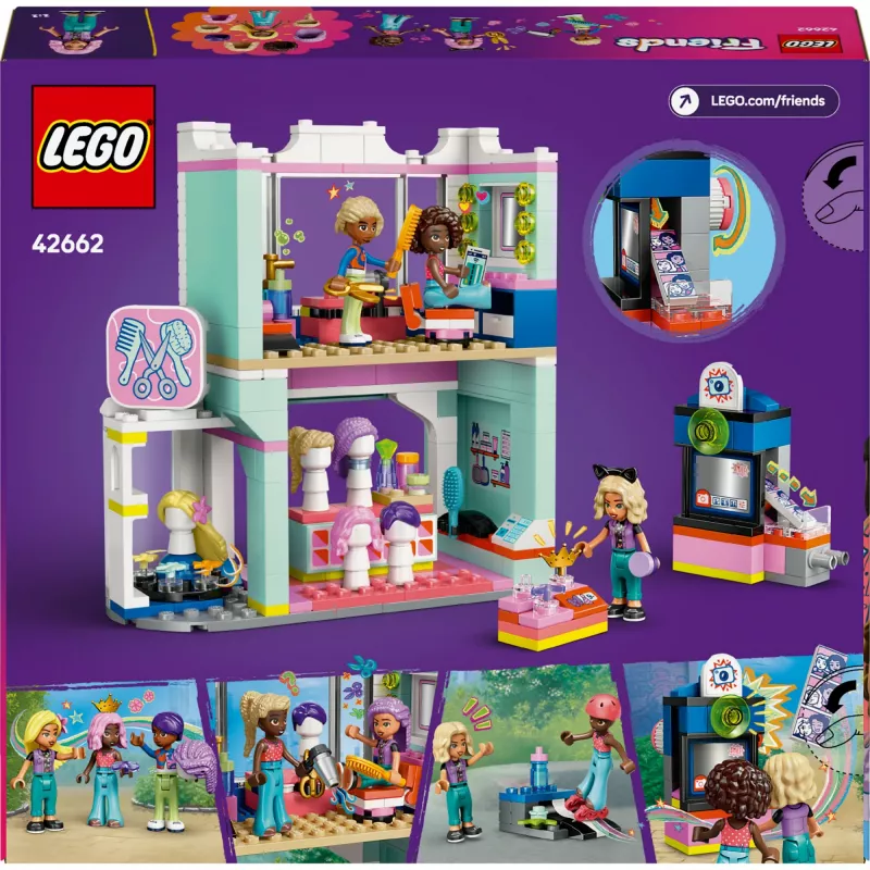 LEGO Friends Set di gioco Salone di parrucchiere e negozio di decorazioni 42662 – mini bambole, scena del salone, accessori