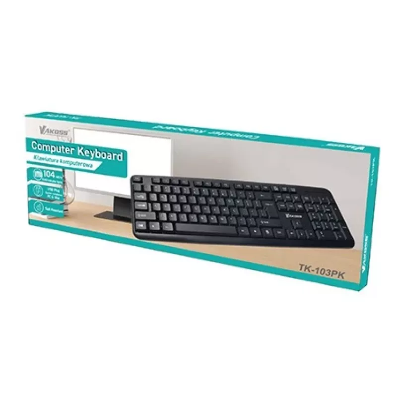 VAKOSS TK-103PK tastiera USB, QWERTY, nera