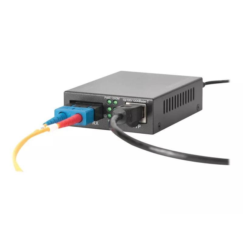 Digitus convertitore di media Gigabit PoE, RJ45 / SC, SM, PSE