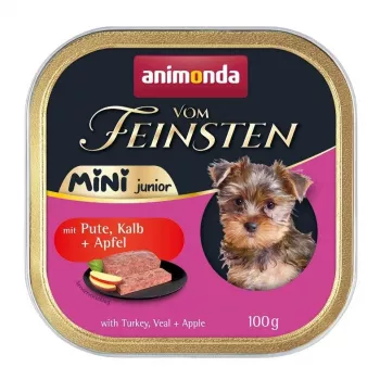 Cibo umido per cani animonda Vom Feinsten Mini Junior — tacchino e vitello con mela, 100 g