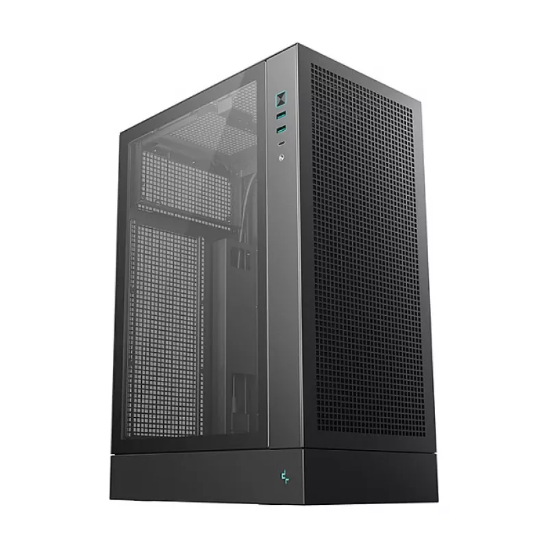 Case PC DeepCool CH170 PLUS Tower nero – micro-ATX/mini-ITX, vetro temperato, USB-C, alimentatore in alto
