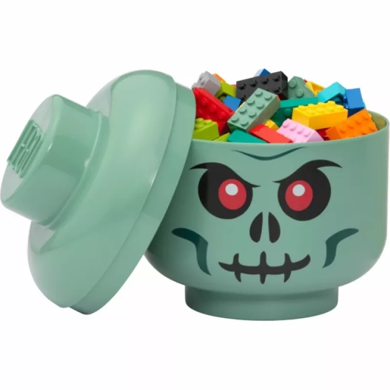 Scatola contenitore Room Copenhagen LEGO testa Skeleton piccola, verde/nero