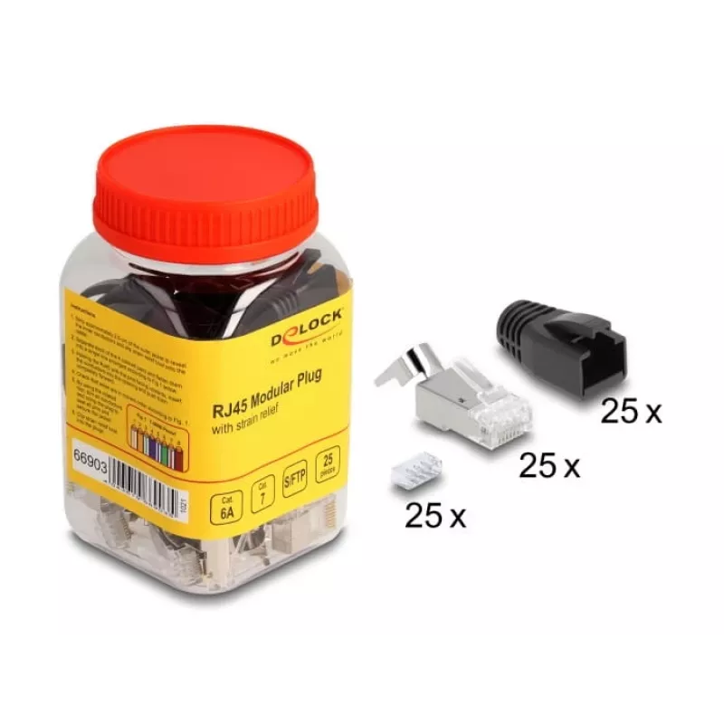 DeLOCK 66903 connettore per cavo RJ-45 nero metallizzato connettore maschio 25 pz.