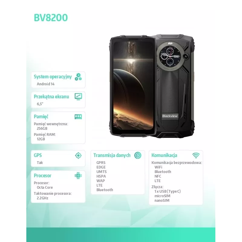 Smartphone BV8200 12/256GB nero