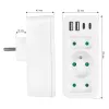 Power splitter MACLEAN MCE248 F/W — 3 prese AC (1×16A, 2×6A) + 4×USB (2×A, 2×C PD 20W), spina EU, bianco