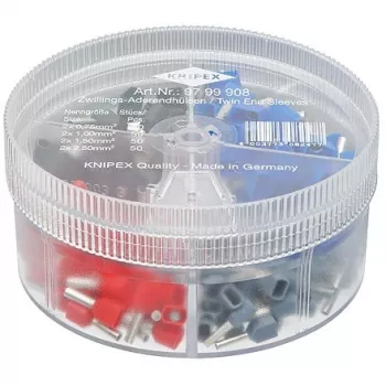 Assortimento di capicorda Knipex 97 99 908 completamente isolati grigio, rosso, nero, blu 200 pz.