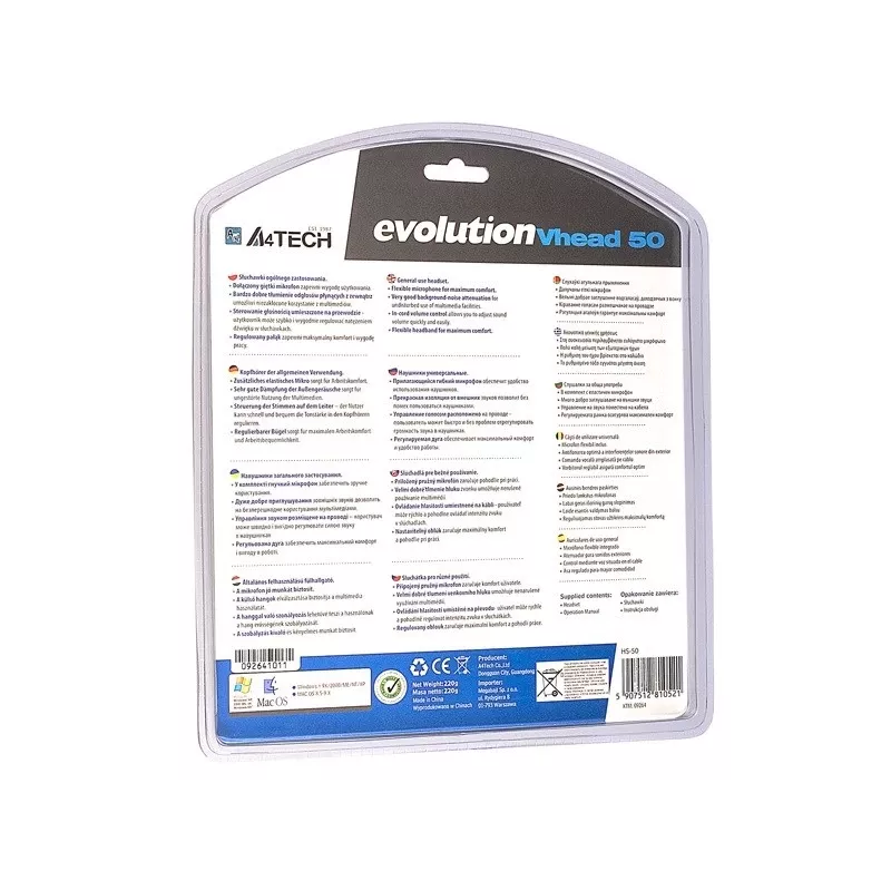 A4Tech EVO Vhead 50 cuffie con archetto nere